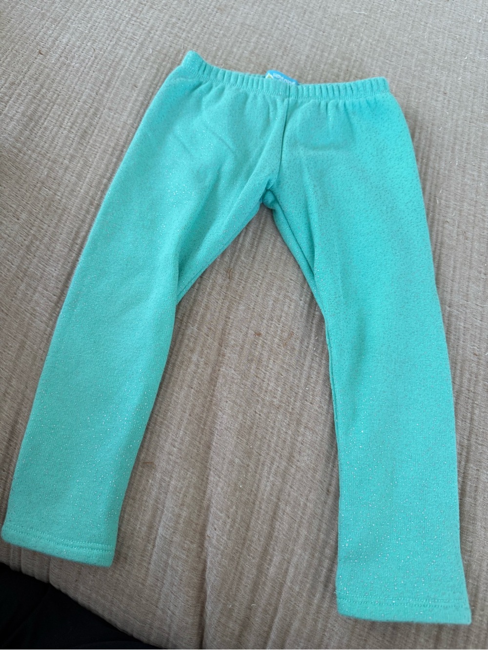 Girls' Teal Sparkle Fleece Leggings